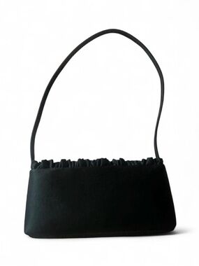 Black Ruffle-Trim Shoulder Bag